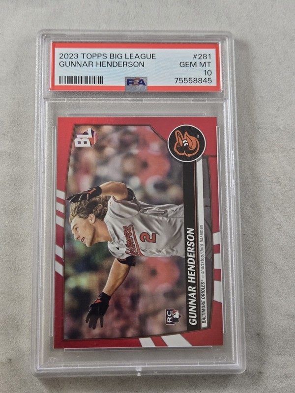 2023 TOPPS BIG LEAGUE RED FOIL SP #281 GUNNAR HENDERSON ORIOLES ROOKIE RC PSA 10