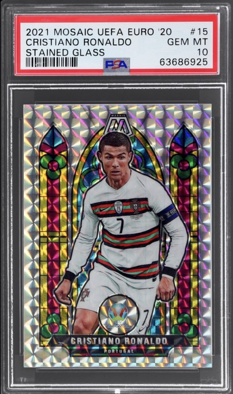 2021 Mosaic UEFA Euro Cristiano Ronaldo Stained Glass PSA 10 Gem Mint #15
