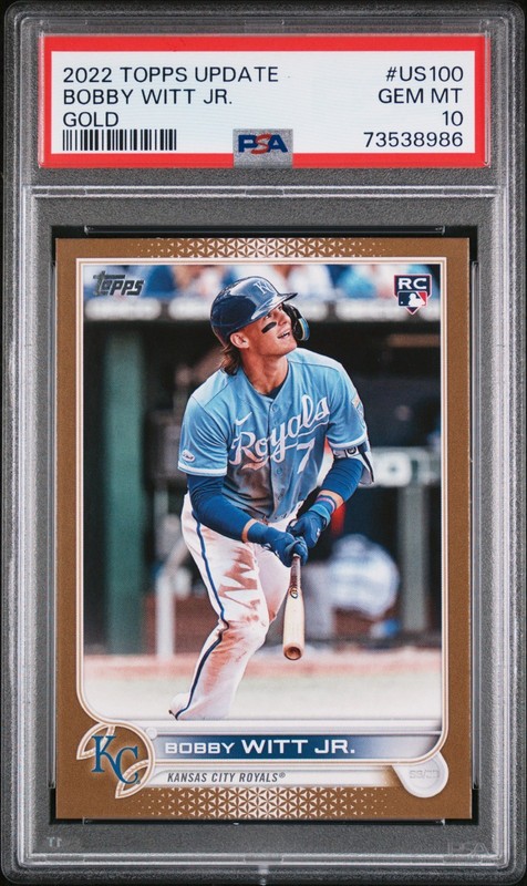 2022 TOPPS UPDATE GOLD #US100 BOBBY WITT JR. ROOKIE RC #/2022 PSA 10 SP