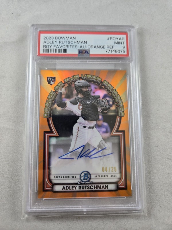 2023 Bowman Adley Rutschman Rookie of the Year Chrome Auto Orange #/25 PSA 9