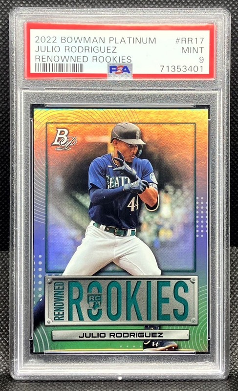 JULIO RODRIGUEZ 2022 Bowman Platinum Renowned Rookies RC PSA 9 view 1