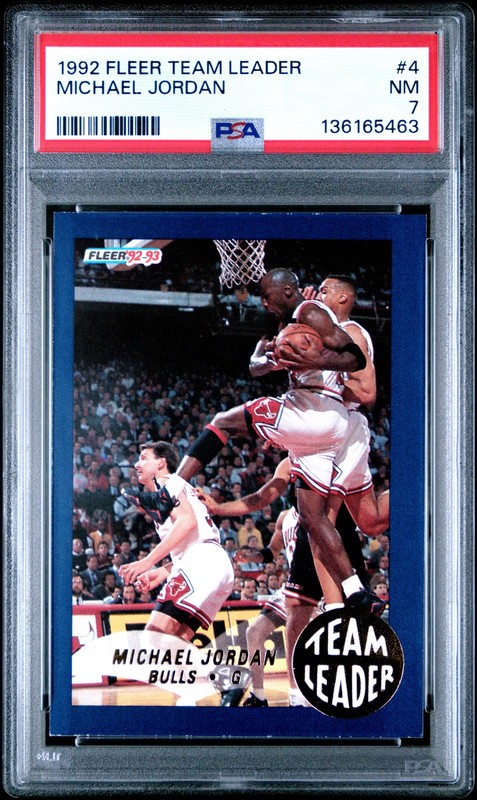 1992 FLEER TEAM LEADER #4 MICHAEL JORDAN PSA 7