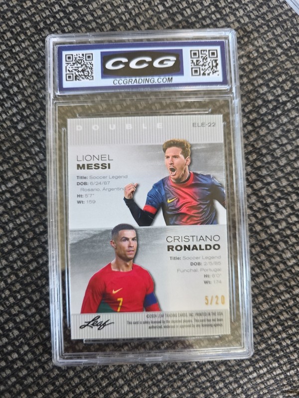 Leaf Exclusive Legends Edition Double Messi Ronaldo  Serial Numbered Card /20 view 2