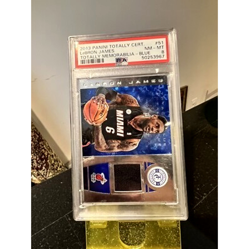 2013 Panini Totally Certified Blue LeBron James GAME-WORN Patch #/99 PSA 8 Heat