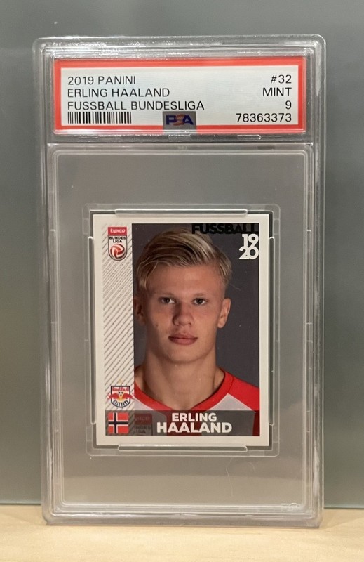 2019 PANINI FUSSBALL BUNDESLIGA #32 ERLING HAALAND ROOKIE RC STICKER PSA 9 MINT
