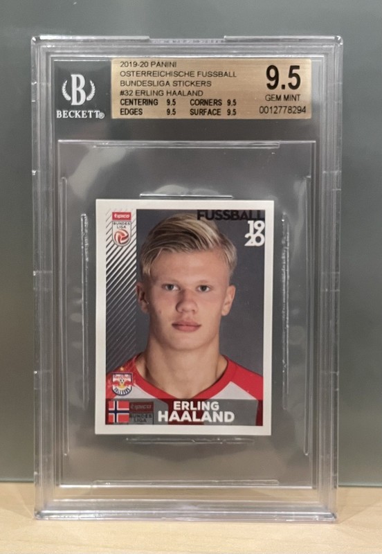 2019 Panini Fussball Bundesliga Stickers Erling Haaland Rookie RC BGS Quad 9.5