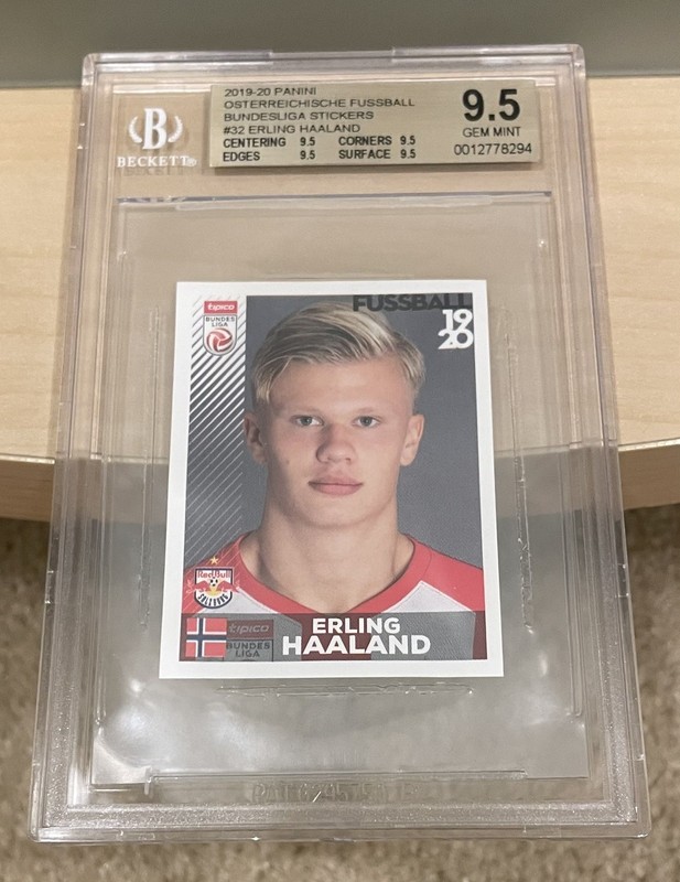 2019 Panini Fussball Bundesliga Stickers Erling Haaland Rookie RC BGS Quad 9.5 view 2
