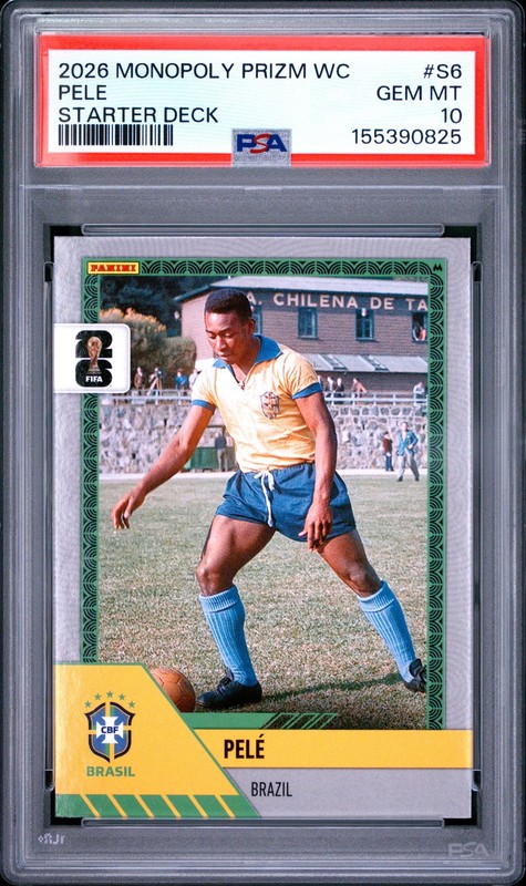 2026 PANINI MONOPOLY PRIZM FIFA WORLD CUP STARTER DECK #S6 PELE PSA 10