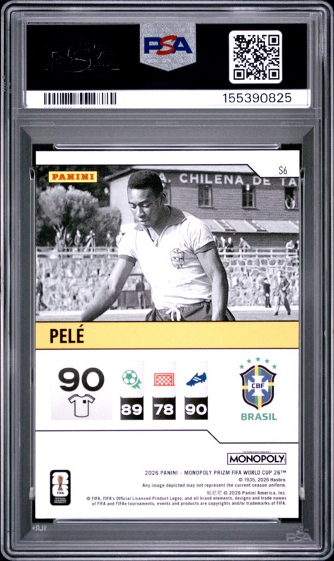 2026 PANINI MONOPOLY PRIZM FIFA WORLD CUP STARTER DECK #S6 PELE PSA 10 view 2