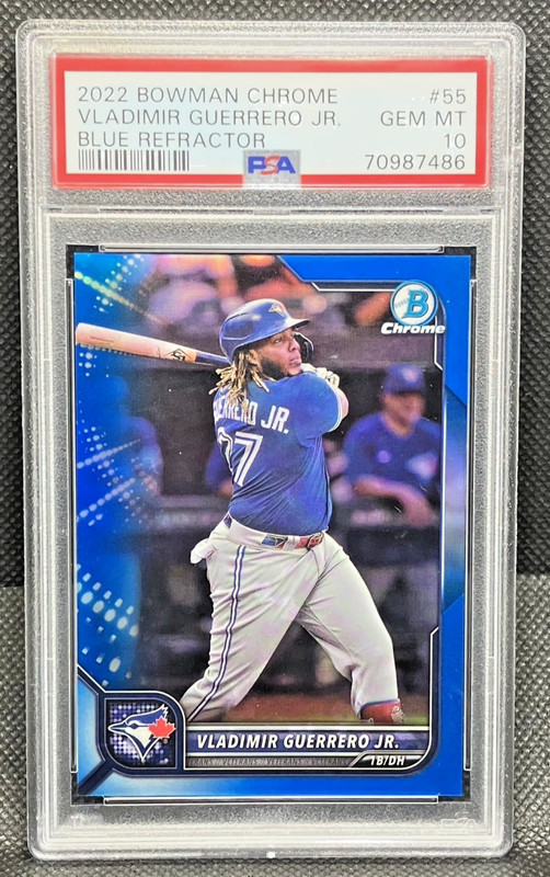 VLADIMIR GUERRERO JR 2022 Bowman Chrome Blue Refractor /150 PSA 10