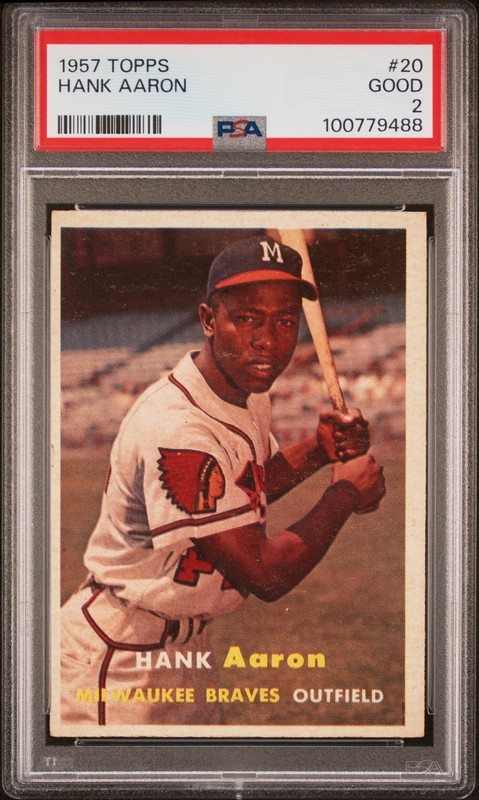 1957 TOPPS #20 HANK AARON PSA 2
