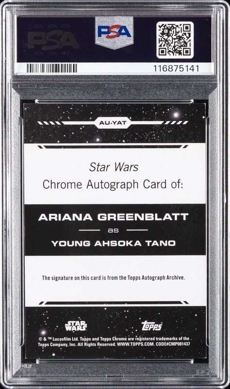 2024 GOLD REFRACTOR ARIANA GREENBLATT/YOUNG AHSOKA TANO 14/50 PSA 8 AUTO 10 view 2