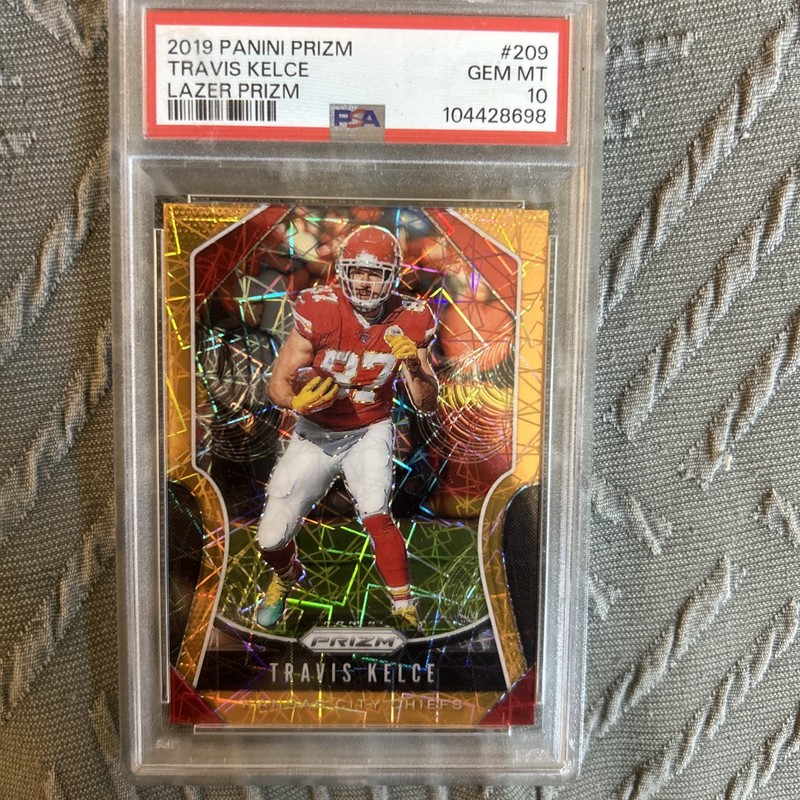 Travis Kelce 2019 Panini Prizm Lazer Kansas City Chiefs #209 PSA 10 Gem Mint