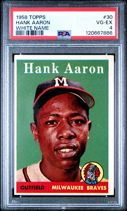 1958 TOPPS WHITE NAME #30 HANK AARON PSA 4