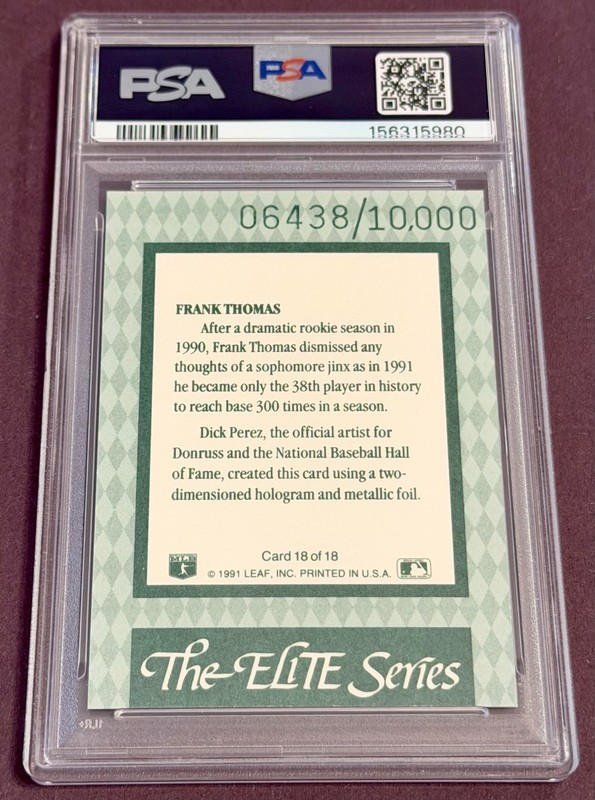 1992 Donruss  Elite Series Frank Thomas - # 06438/10000 PSA 9 view 2