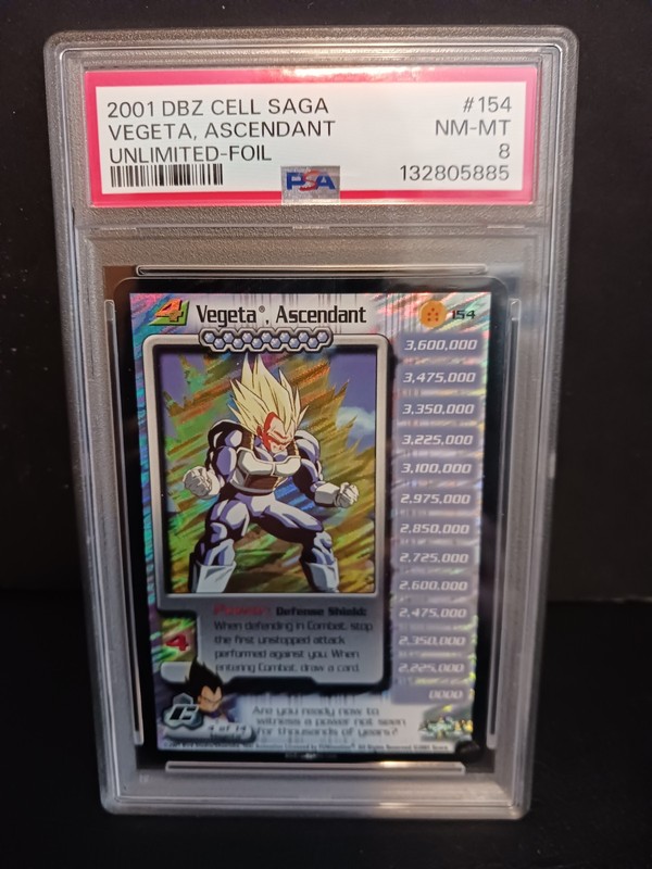 Dragon Ball Z CCG Vegeta Ascendant Foil PSA 8 Score 2001 Cell Saga Unlimited
