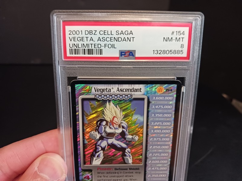 Dragon Ball Z CCG Vegeta Ascendant Foil PSA 8 Score 2001 Cell Saga Unlimited view 2