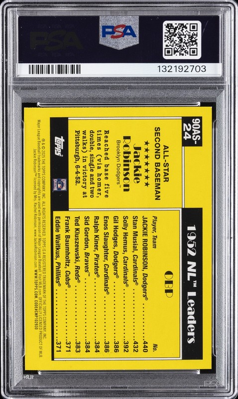 2025 TOPPS 1990 TOPPS ALL-STAR BASE BLUE #90AS24 JACKIE ROBINSON PSA 10 view 2