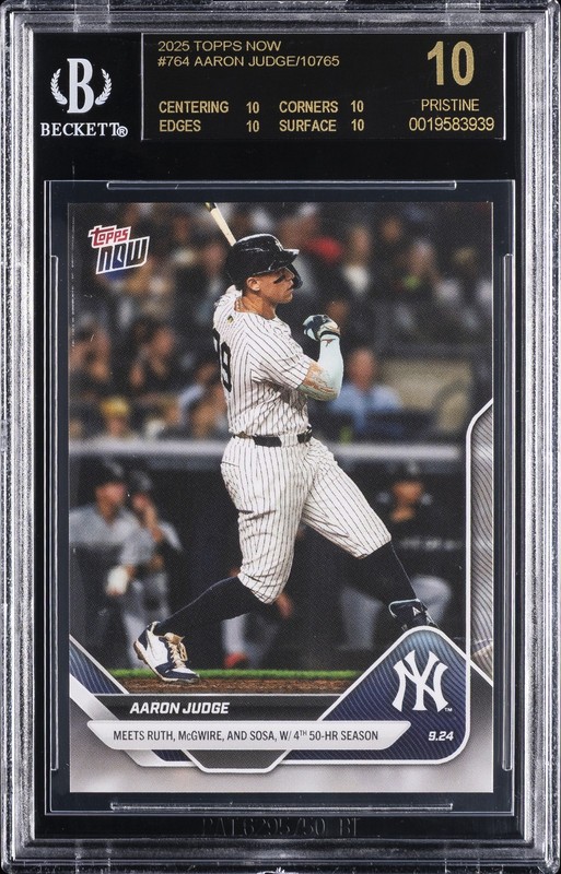 2025 TOPPS NOW #764 AARON JUDGE BGS 10 BLACK LABEL