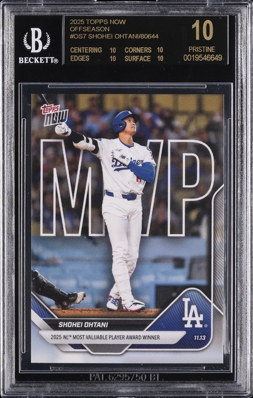 2025 TOPPS NOW OFFSEASON #OS7 SHOHEI OHTANI BGS 10 BLACK LABEL