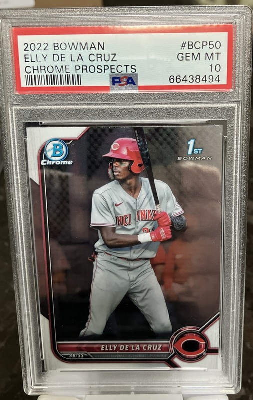 PSA 10 ELLY DE LA CRUZ 1st 2022 Bowman Chrome Prospects REDS Rookie RC GEM MINT