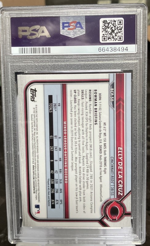 PSA 10 ELLY DE LA CRUZ 1st 2022 Bowman Chrome Prospects REDS Rookie RC GEM MINT view 2