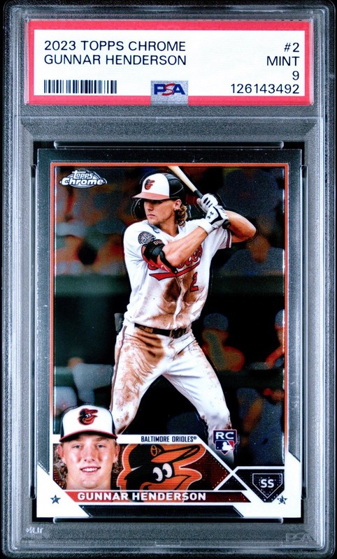 2023 Topps Chrome - Gunnar Henderson #2 Batting (RC) Baltimore Orioles PSA 9