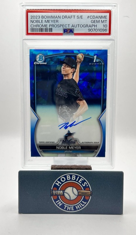 2023 Bowman Chrome Sapphire Edition Prospect Auto Noble Meyer /199 PSA 10 RC