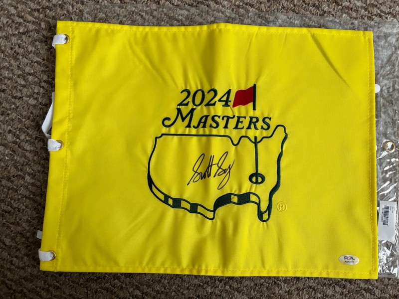 Scottie Scheffler Signed 2024 Masters Golf Flag PSA DNA Certified Authentic