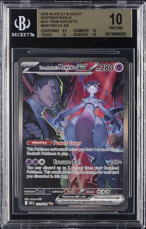 2025 POKEMON DRI SPECIAL ILLUSTRATION RARE #231 TEAM ROCKET'S MEWTWO EX BGS 10