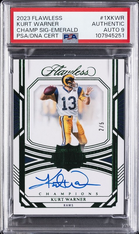 2023 PANINI FLAWLESS CHAMPIONS SIGNATURES KURT WARNER 2/5 PSA AUTHENTIC AUTO 9