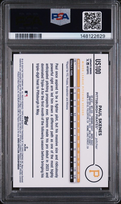 2024 TOPPS UPDATE YELLOW #US100 PAUL SKENES PSA 8 view 2