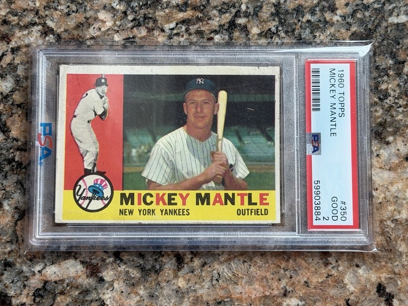 1960 TOPPS Mickey Mantle #350 PSA 2 Yankees HOF