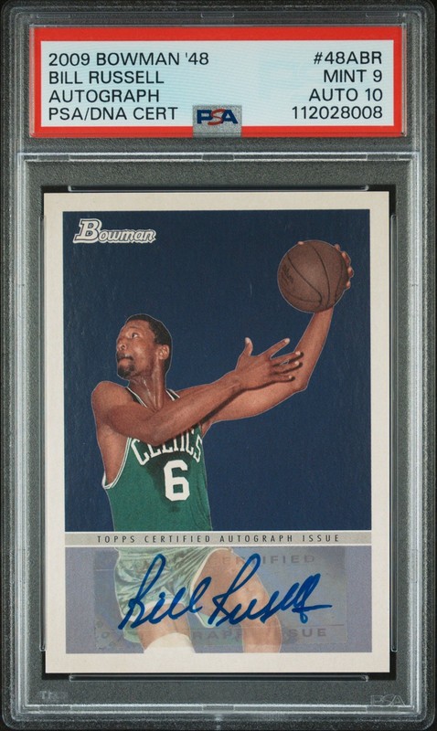 2009 BOWMAN '48 AUTO #48ABR BILL RUSSELL PSA 9 AUTO 10 HOF CELTICS