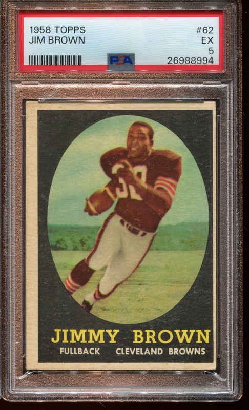 1958 '58 Topps Football #62 Jimmy Jim Brown Rookie Card Graded PSA 5