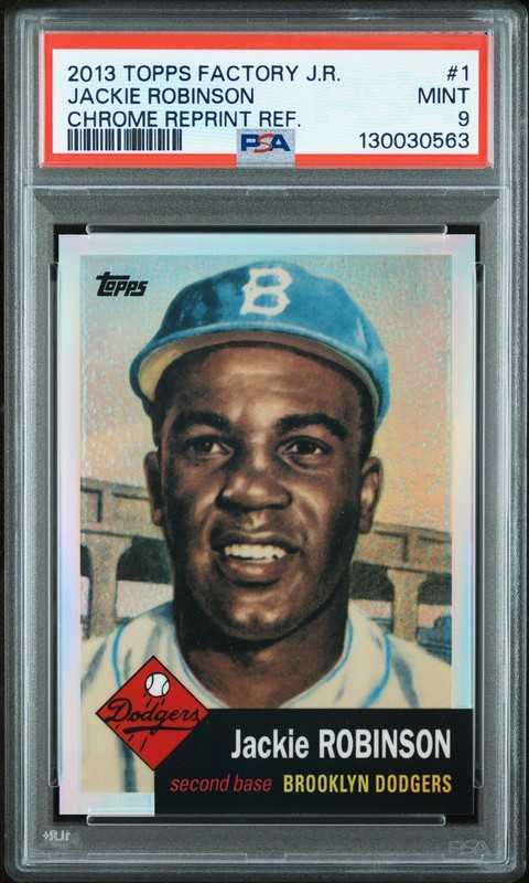 TOPPS FACTORY JACKIE ROBINSON CHROME REPRINT REFRACTORS #1 JACKIE ROBINSON PSA 9
