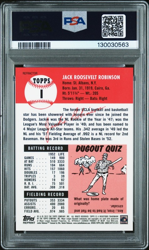 TOPPS FACTORY JACKIE ROBINSON CHROME REPRINT REFRACTORS #1 JACKIE ROBINSON PSA 9 view 2