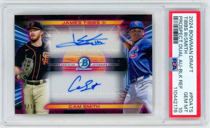 2024 Bowman Chrome Cam Smith James Tibbs III Black Refractor RC Auto /10 PSA 10
