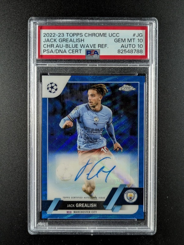 2022-23 Topps Chrome JACK GREALISH 51/75 Auto Blue Wave Prizm #CA-JG PSA/DNA 10