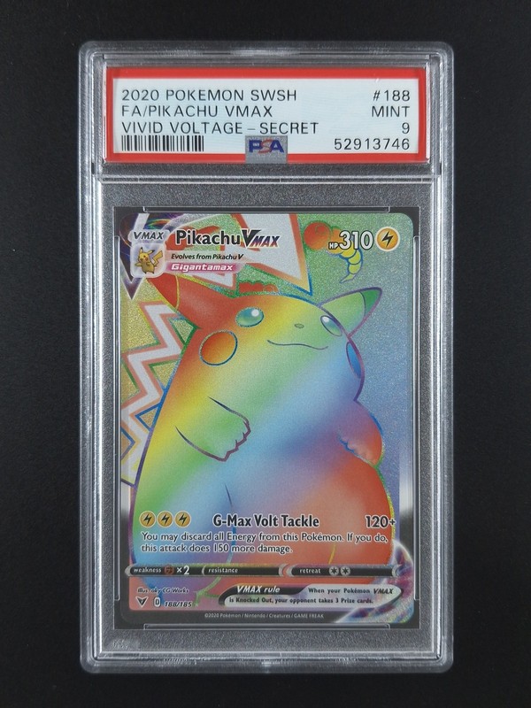 2020 Pokemon PIKACHU VMAX #188/185 Vivid Voltage Secret Rare English PSA 9