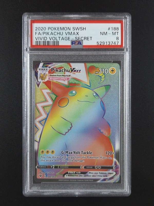 2020 Pokemon PIKACHU VMAX #188/185 Vivid Voltage Secret Rare English PSA 8