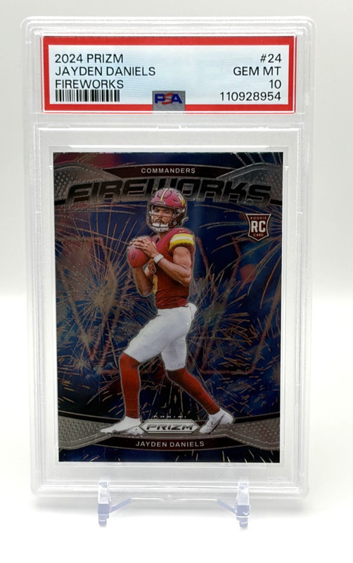 2024 Panini Prizm Fireworks #24 Jayden Daniels Rookie Gem MT PSA 10