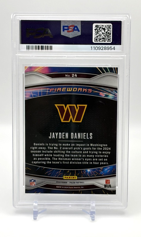 2024 Panini Prizm Fireworks #24 Jayden Daniels Rookie Gem MT PSA 10 view 2