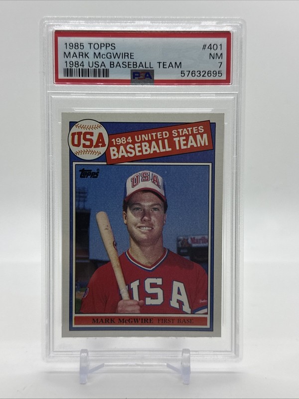1985 TOPPS 1984 USA BASEBALL TEAM #401 MARK MCGWIRE ROOKIE RC PSA 7 NEAR MINT
