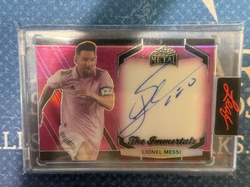 2024 Leaf Metal Immortals Lionel Messi Pink Auto /100 On Card Encased 