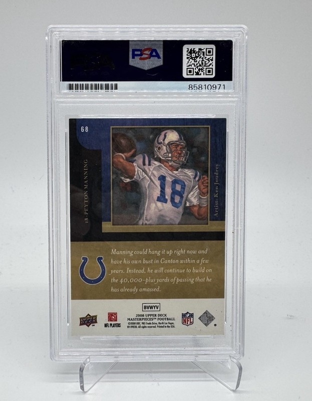 PEYTON MANNING 2008 UPPER DECK MASTERPIECES AUTO PSA SIGNED AUTOGRAPH COLTS view 2