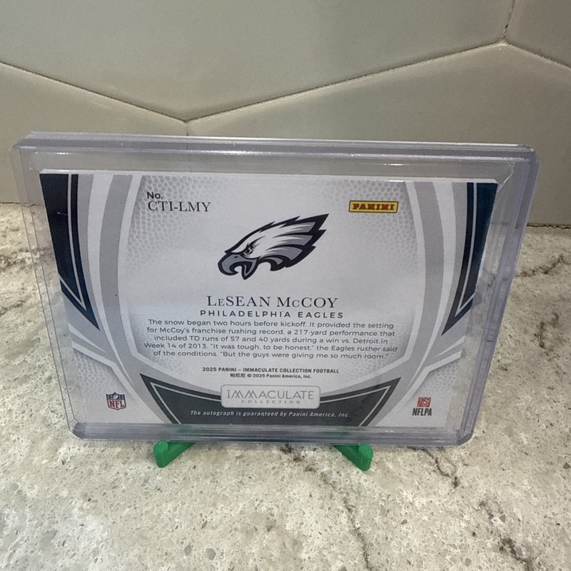 🔥 LeSean McCoy 2025 Panini Immaculate Clutch Time Ink Auto #/99 Eagle 🔥  view 2