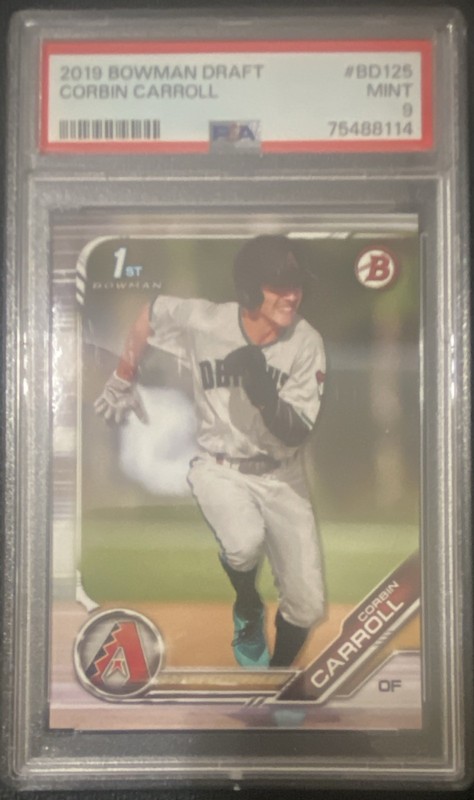 Bowman 2019 Draft Corbin Carroll #BD-125 1st Bowman PSA 9 Arizona Dbacks view 1