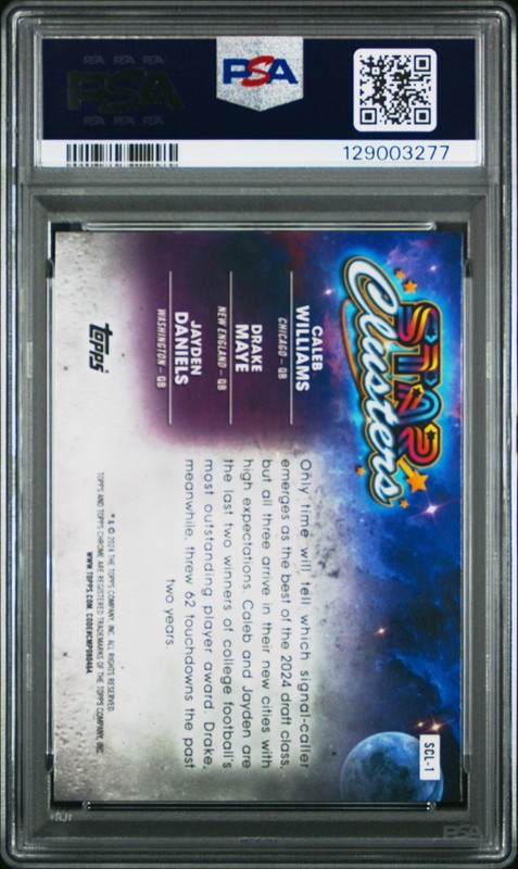 TOPPS COSMIC CHROME STAR CLUSTERS CALEB WILLIAMS/DRAKE MAYE/JAYDEN DANIELS PSA 9 view 2