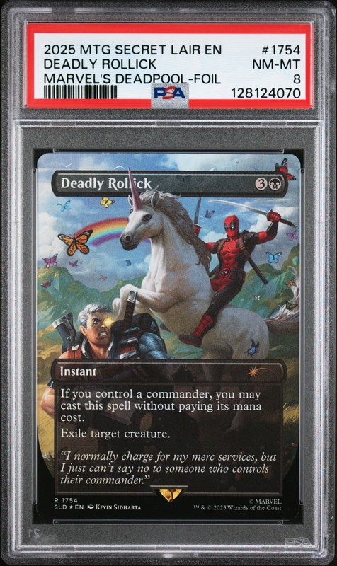 2025 MTG SECRET LAIR DROP MARVEL'S DEADPOOL-FOIL #1754 DEADLY ROLLICK PSA 8